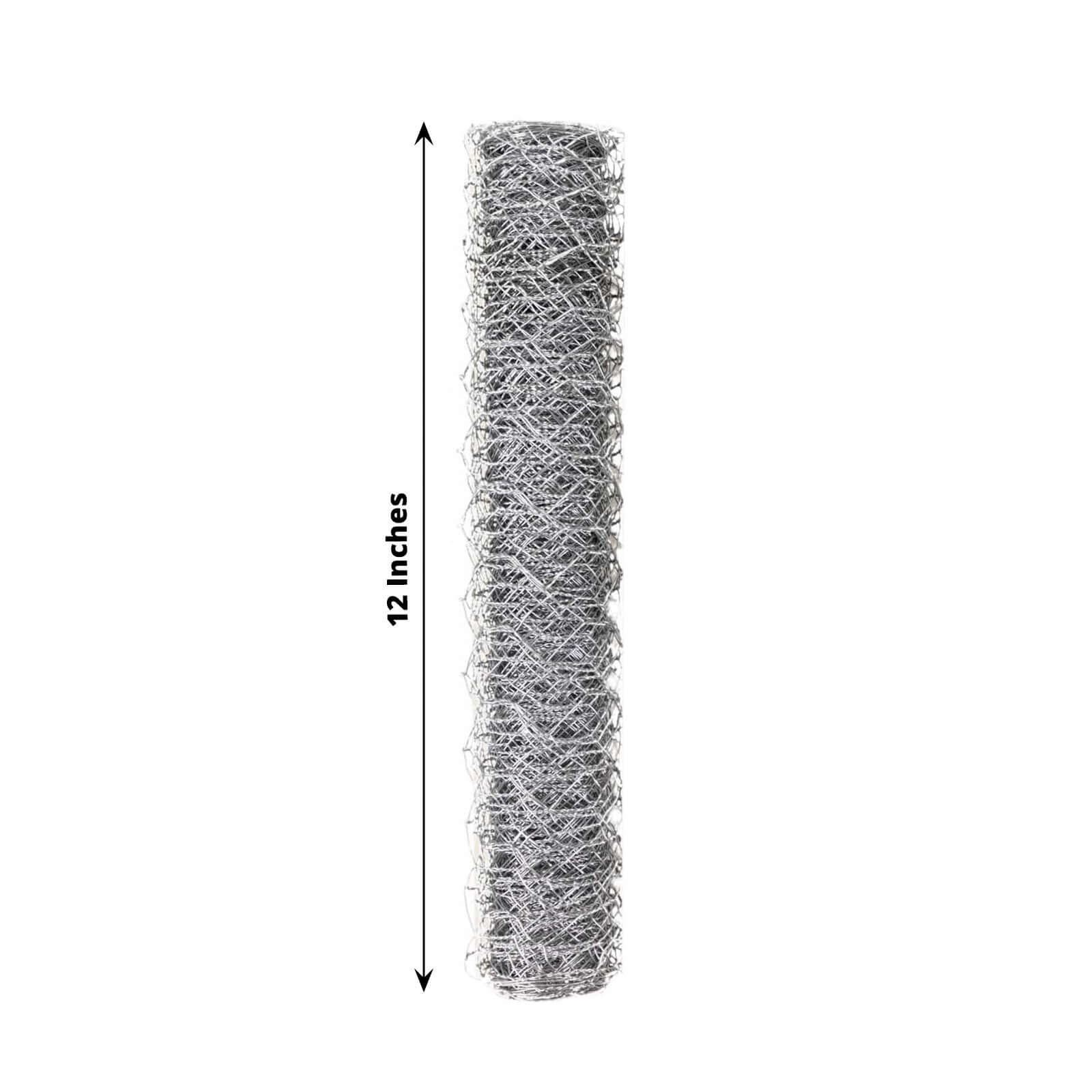 12"x16ft Silver Galvanized Metal Hexagonal Chicken Wire Mesh For DIY Crafts, Garden Fence Poultry Netting
