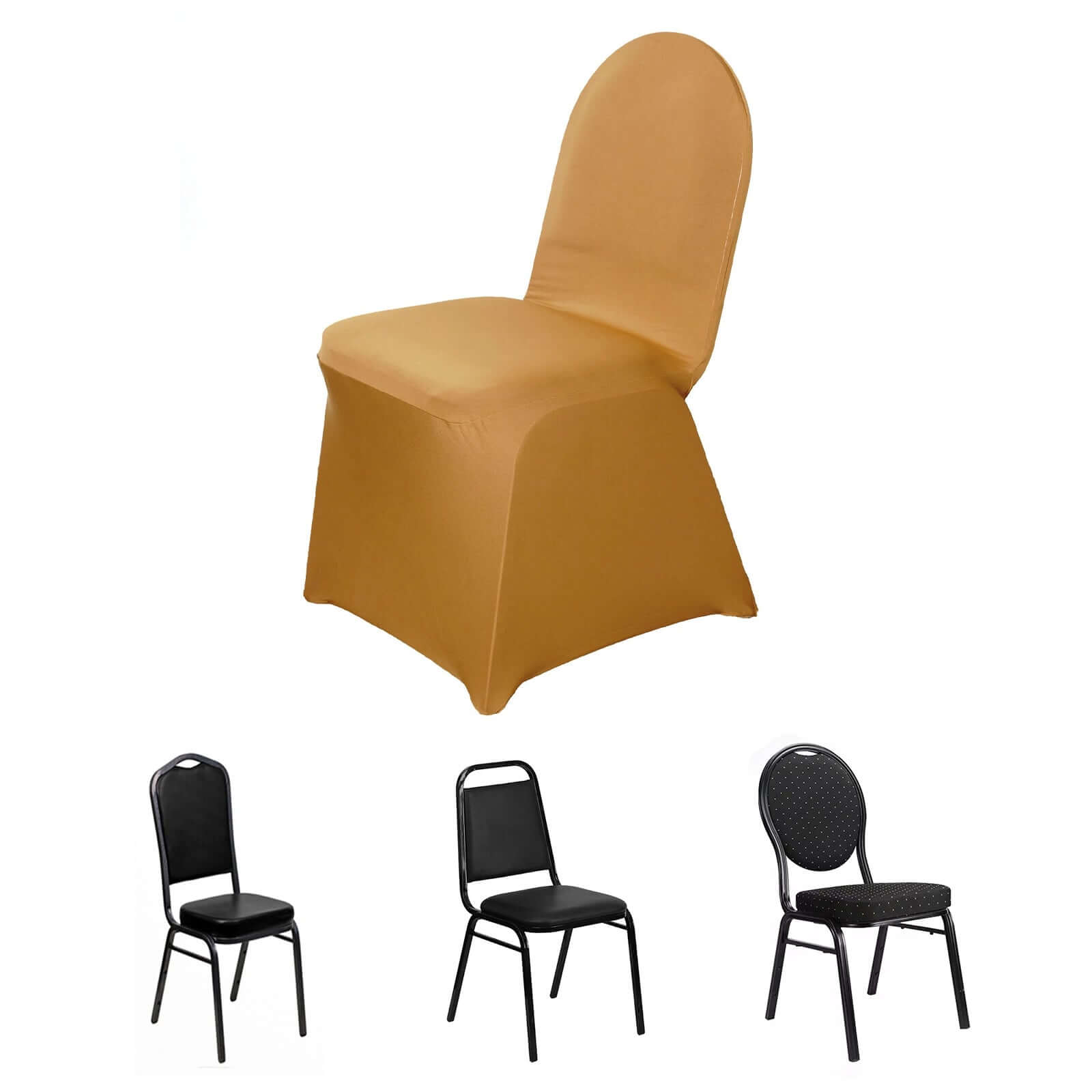 Spandex Chair Cover for Banquet Chairs Gold - Stylish Stretch 160GSM Fabric with Slip-On Slipcover for Sophisticated Gatherings