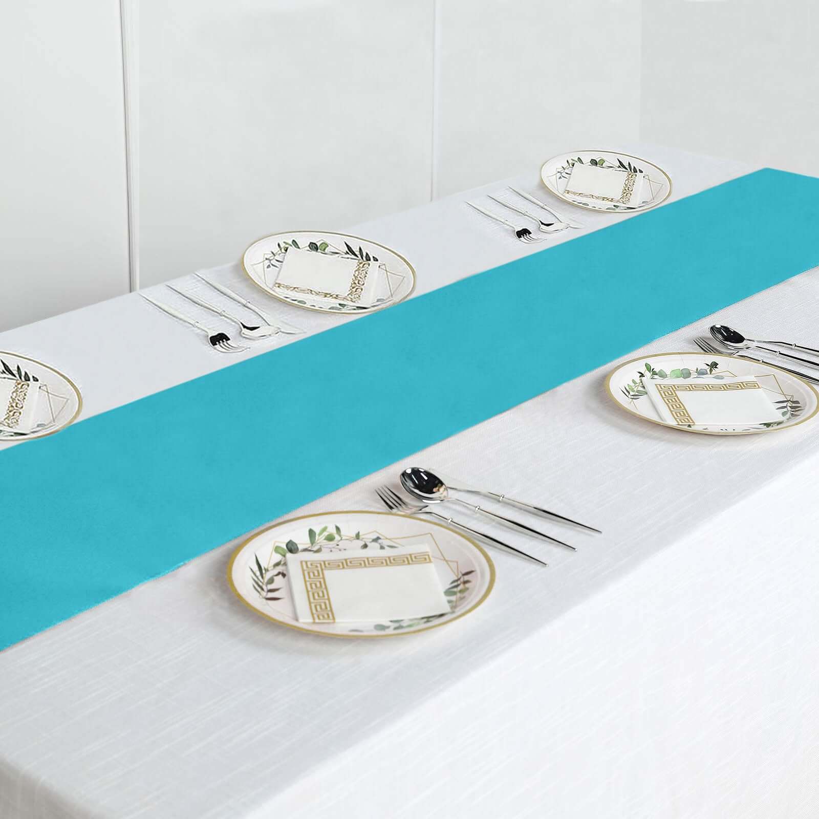 Polyester 12"x108" Table Runner Turquoise - Durable & Wrinkle-Resistant Table Decor