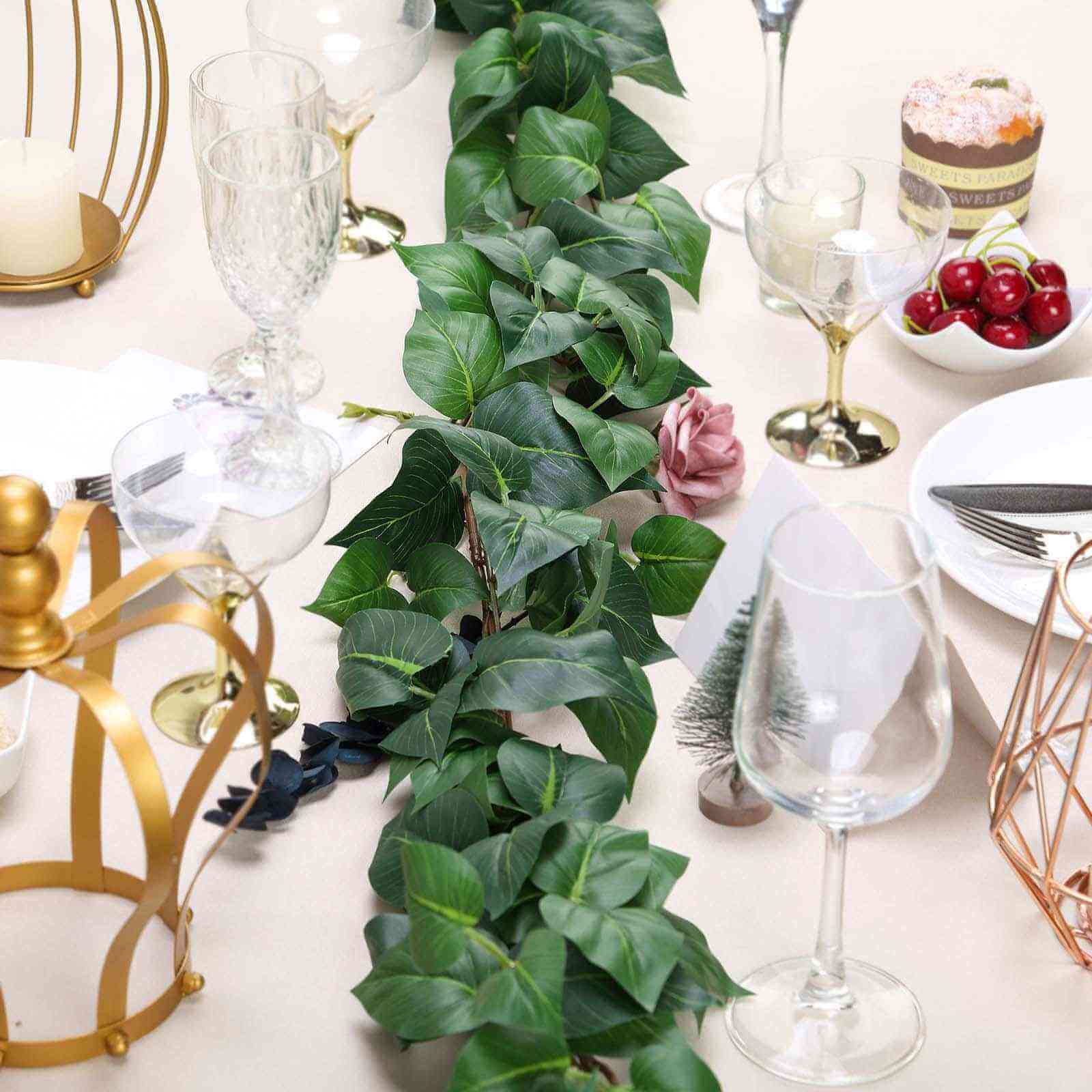 5ft Green Real Touch Artificial Poplar Leaf Garland, Flexible Vine