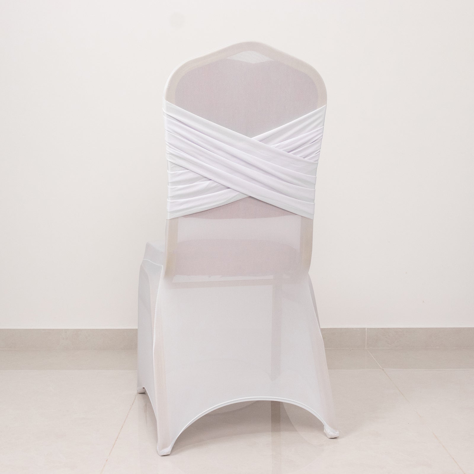 Spandex Chair Cover Madrid Style for Banquet Chairs White - Stylish Stretch 180GSM Fitted Slipcover for Weddings