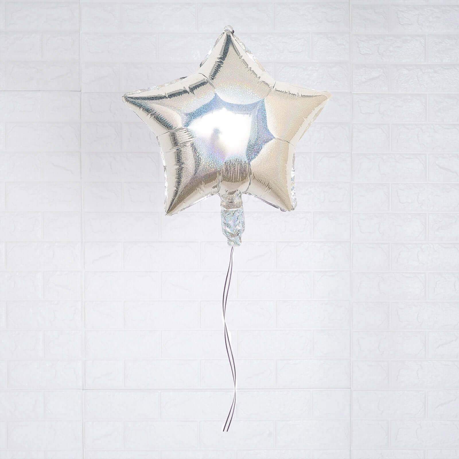 2 Pack 16" 4D Shiny Silver Star Mylar Foil Helium or Air Balloons