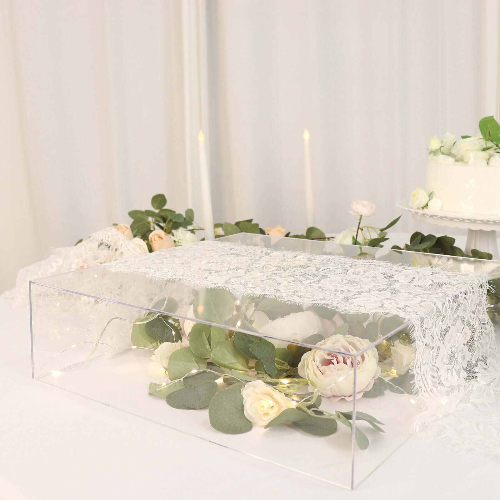 Acrylic Cake Box Stand Pedestal Riser Transparent Clear - Decorative Display for Weddings 18"x18"