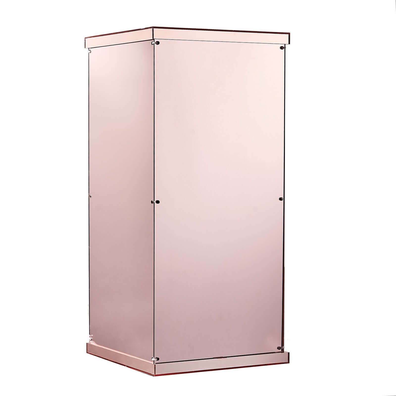 Set of 5 Rose Gold Mirror Finish Acrylic Display Boxes, Pedestal Risers with Interchangeable Lid and Base - 12",16",24",32",40"