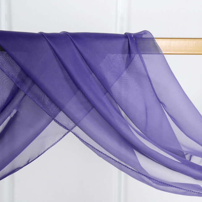 18ft Purple Sheer Organza Wedding Arch Drapery Fabric, Window Scarf Valance