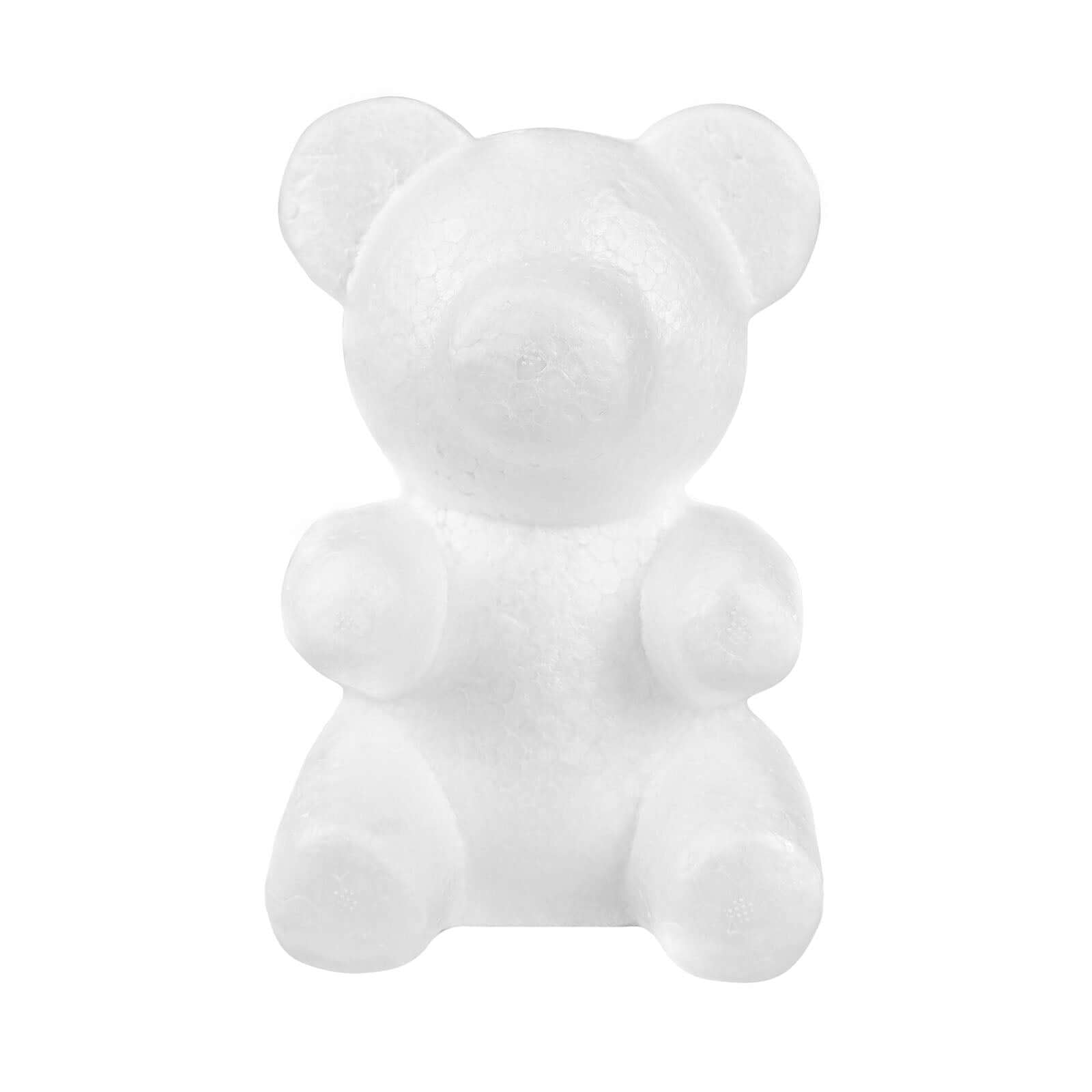 2 Pack 7" DIY White 3D Modeling StyroFoam Bears, Polystyrene Craft Foam Animals