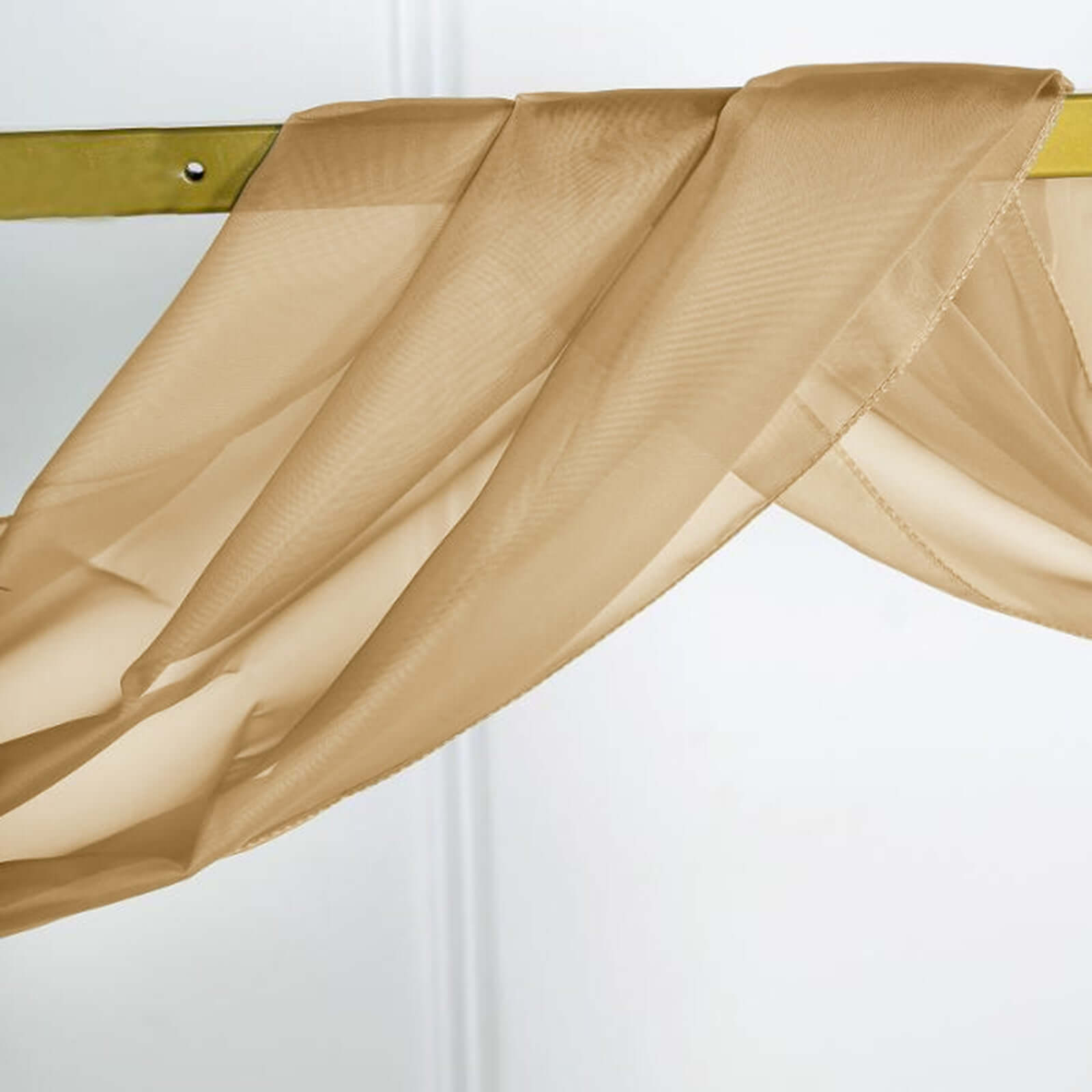 18ft Champagne Sheer Organza Wedding Arch Drapery Fabric, Window Scarf Valance
