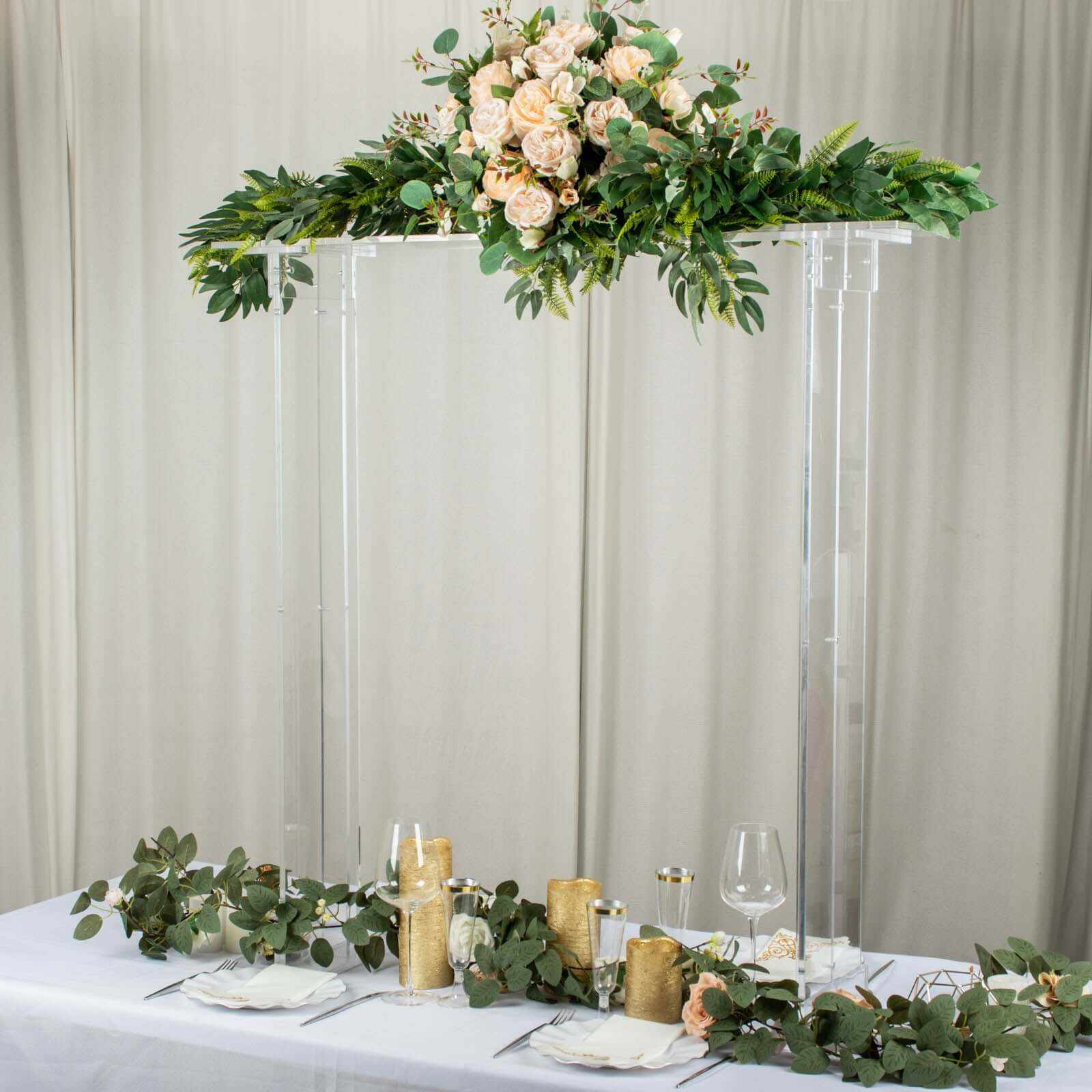 Acrylic Flower Stand Rectangular Design Clear - Decorative Floral Frame Table Centerpiece for Events 40"