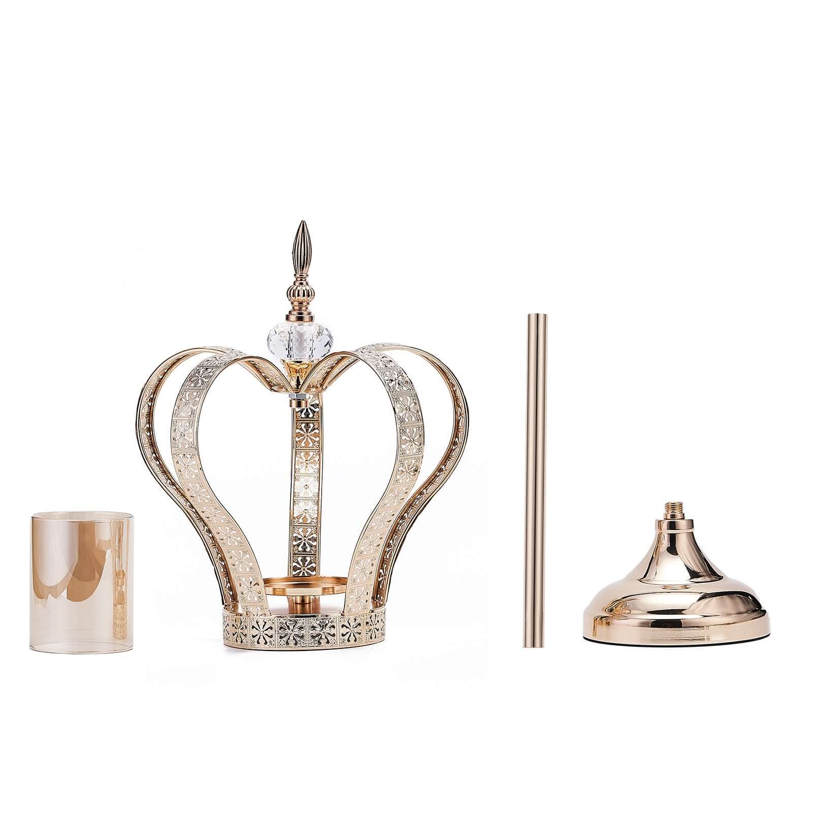 Metal Crown Pillar Candle Holder Stand Gold - Votive Holder Centerpiece 25"