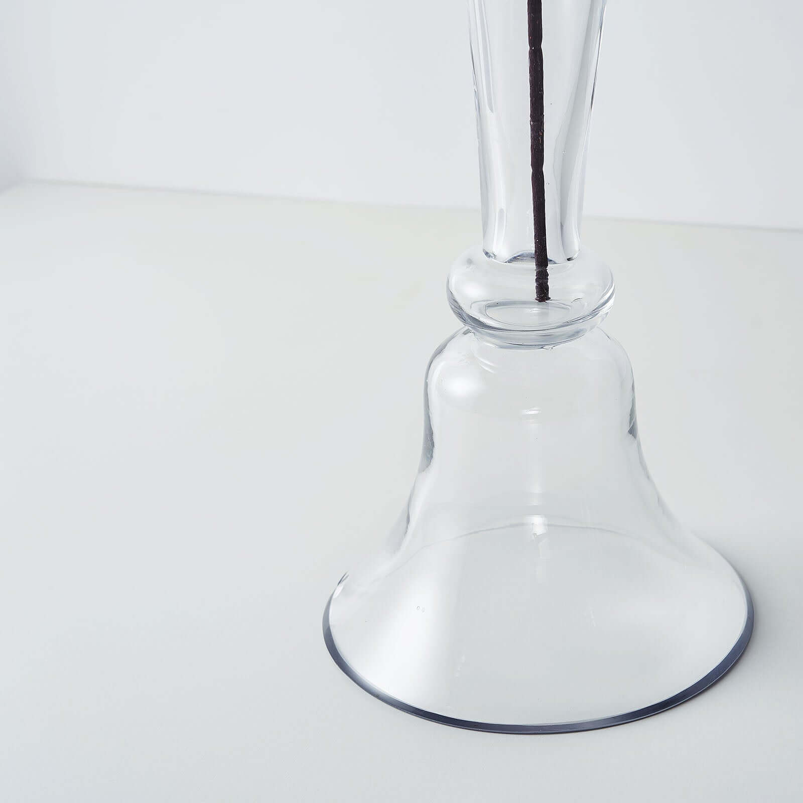 Set of 2 Glass Trumpet Vases Reversible Clarinet Design Clear - Stylish Flower Centerpieces for Events 24"