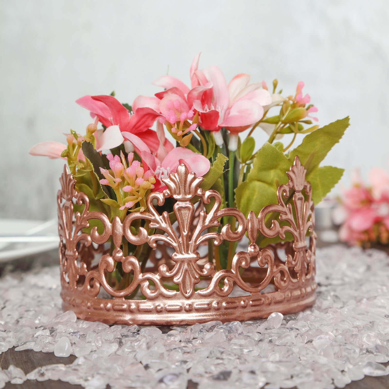 Metal Princess Crown Cake Topper Rose Gold - Exquisite Cake Centerpiece Decor for Quinceañeras Bridal Showers & Fairytale-Themed Events 2"