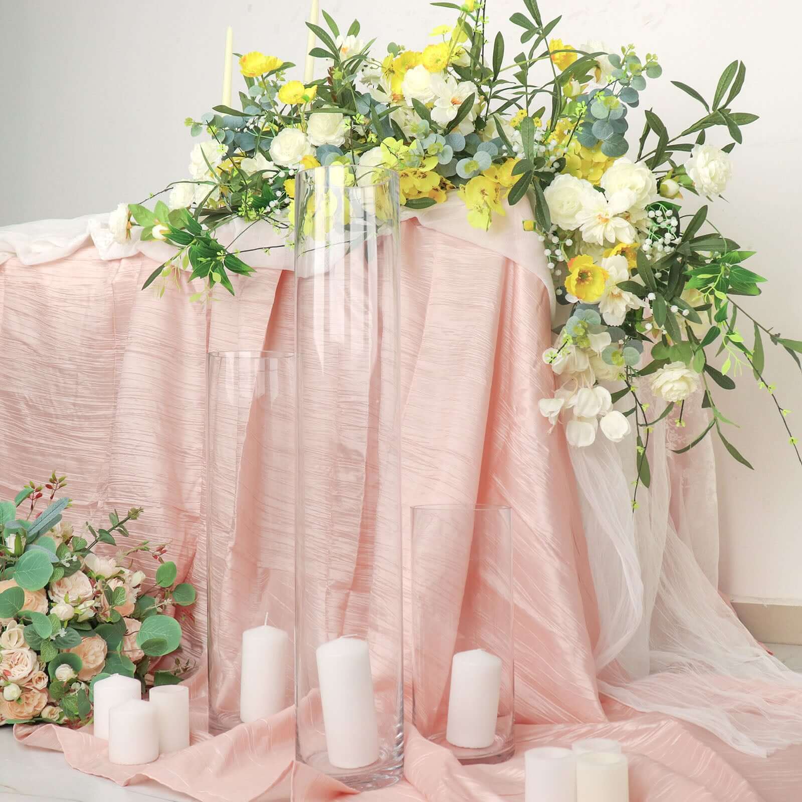 2-Pack Glass Flower Vases Cylinder Design Heavy Duty Clear - Stylish Centerpieces for Weddings 28"