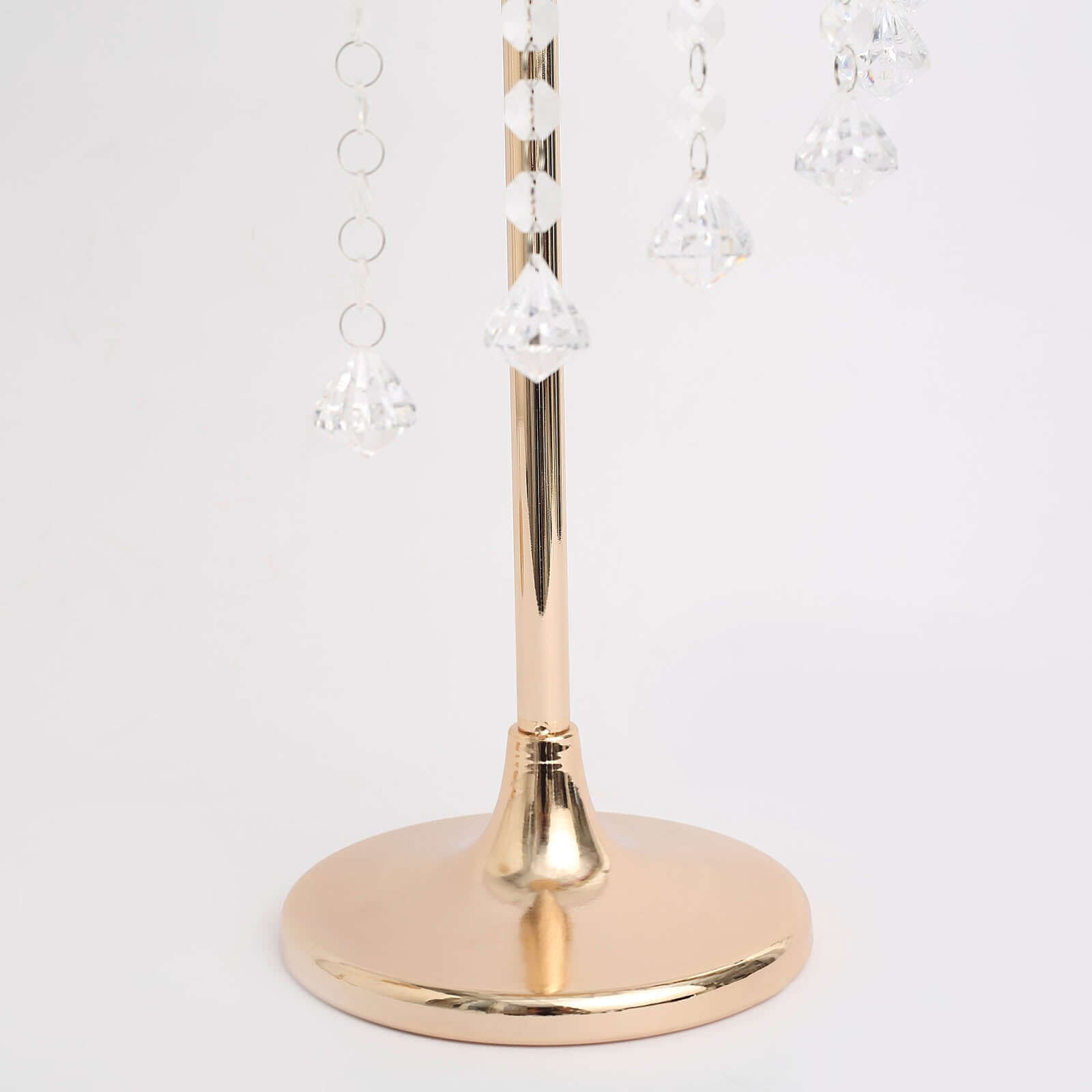 2-Pack Metal Flower Stand Gold with Spiral Hanging Beads - Crystal Pedestal Table Wedding Centerpiece 24"