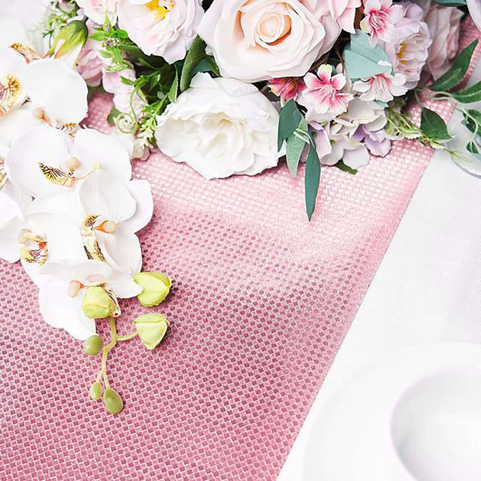 Glitter Paper 9ft Table Runner Roll Rose Gold Disposable Diamond Pattern Table Decor