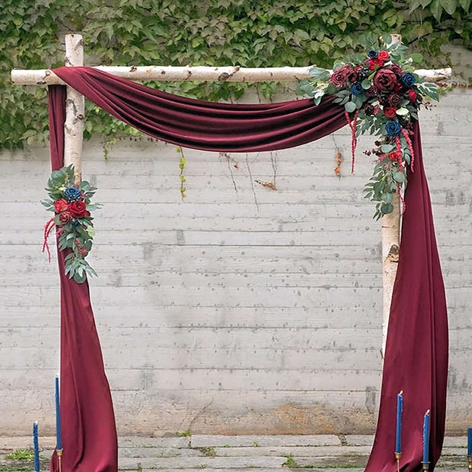 18ft Burgundy Sheer Organza Wedding Arch Drapery Fabric, Window Scarf Valance