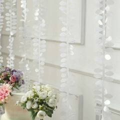 Taffeta Ribbon Sash with 4" Leaf Petal Design White 50ft - Sophisticated Artificial Fabric Garland for Events