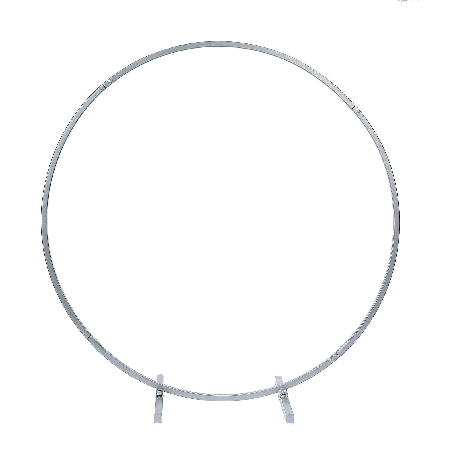 24" Silver Round Arch Wedding Centerpiece, Metal Hoop Wreath Tabletop Decor