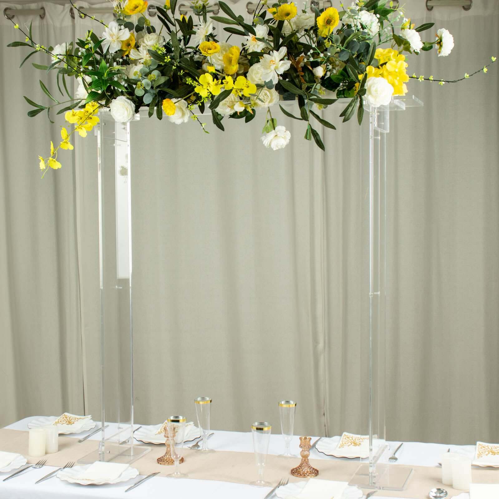 Acrylic Flower Stand Rectangular Design Clear - Decorative Floral Frame Table Centerpiece for Events 40"