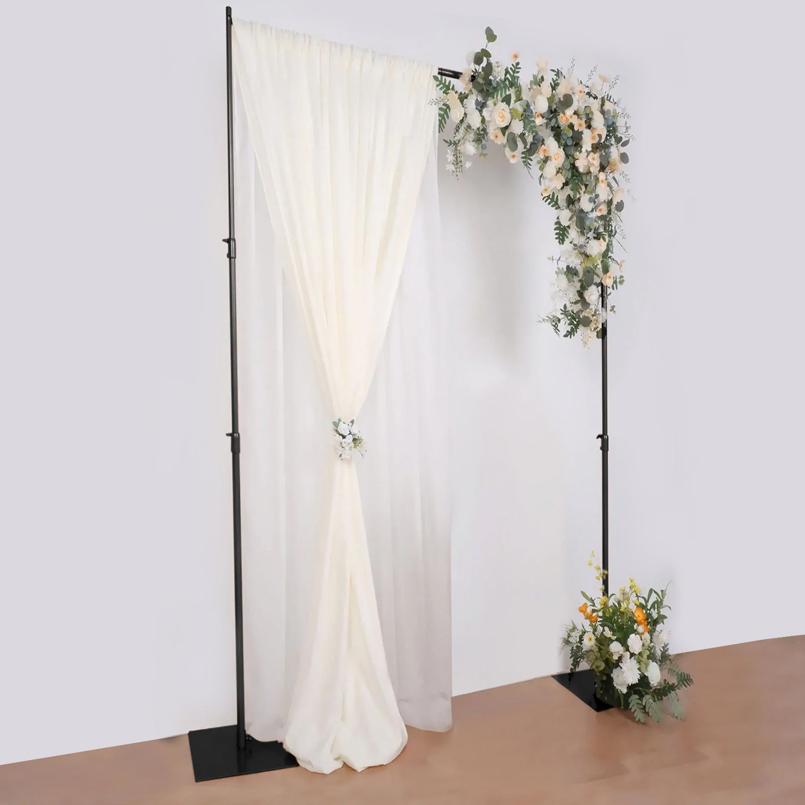Black Heavy Duty Metal DIY Adjustable Backdrop Stand with Flat Steel Bases, Pipe and Drape Photography Background Stand - 10ftx12ft