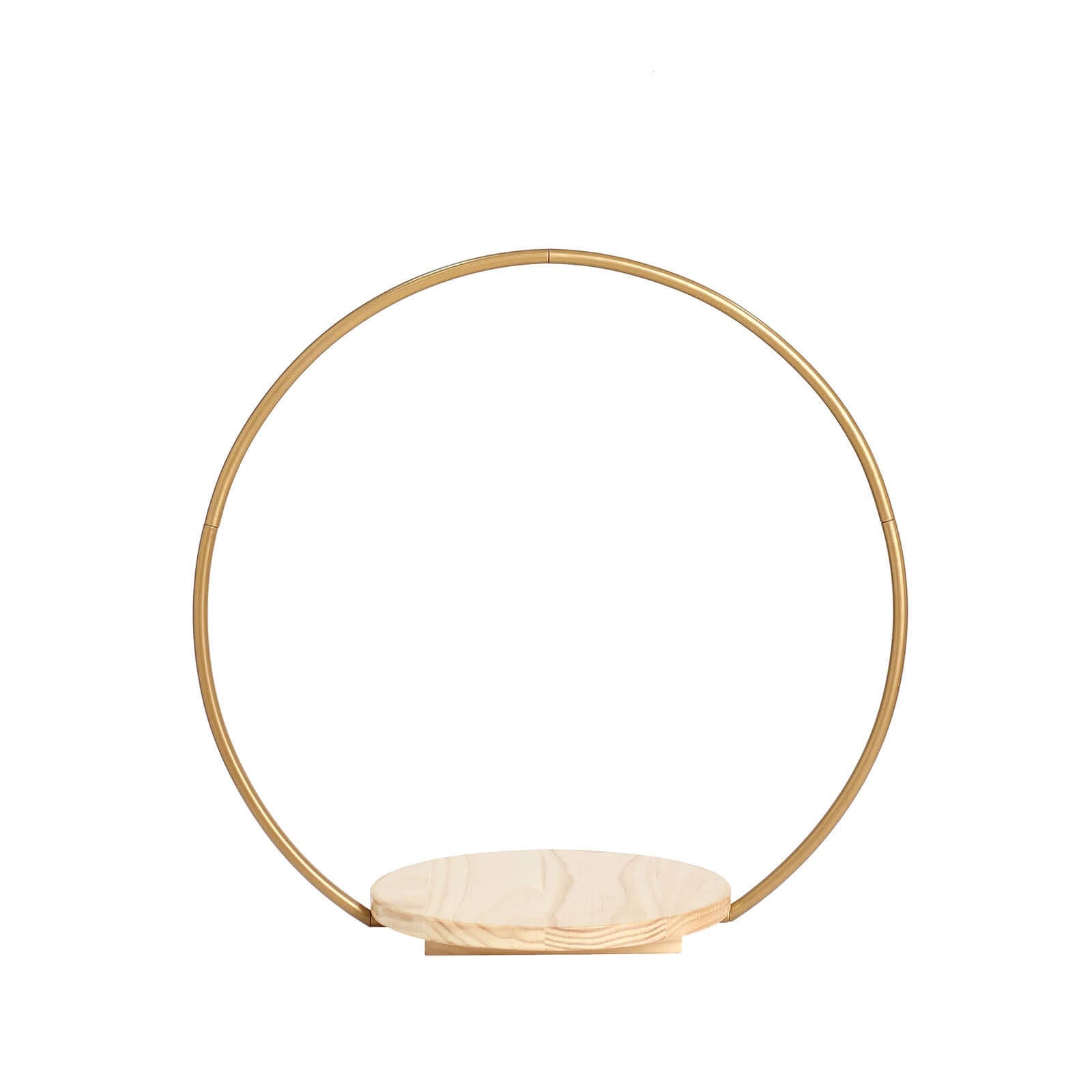 Metal Round Floral Hoop Cake Stand Gold - Chic Geometric Dessert Display DIY Centerpiece Table Decoration With Wooden Base 20"