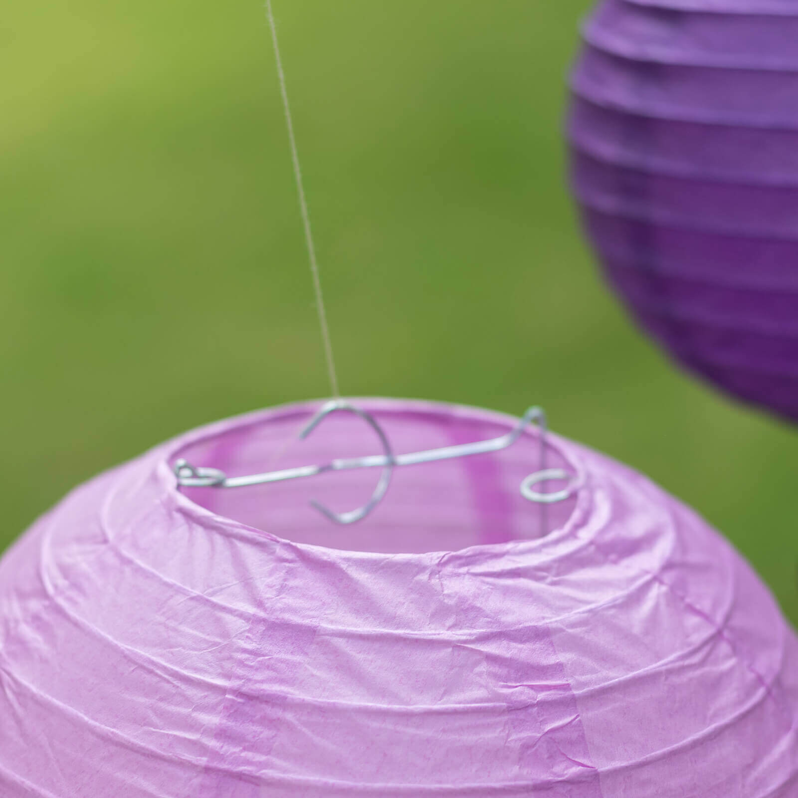Set of 8 Mixed Purple White Hanging Paper Lanterns, Decorative Round Chinese Sky Lanterns, Assorted Sizes - 6",8",10",14"