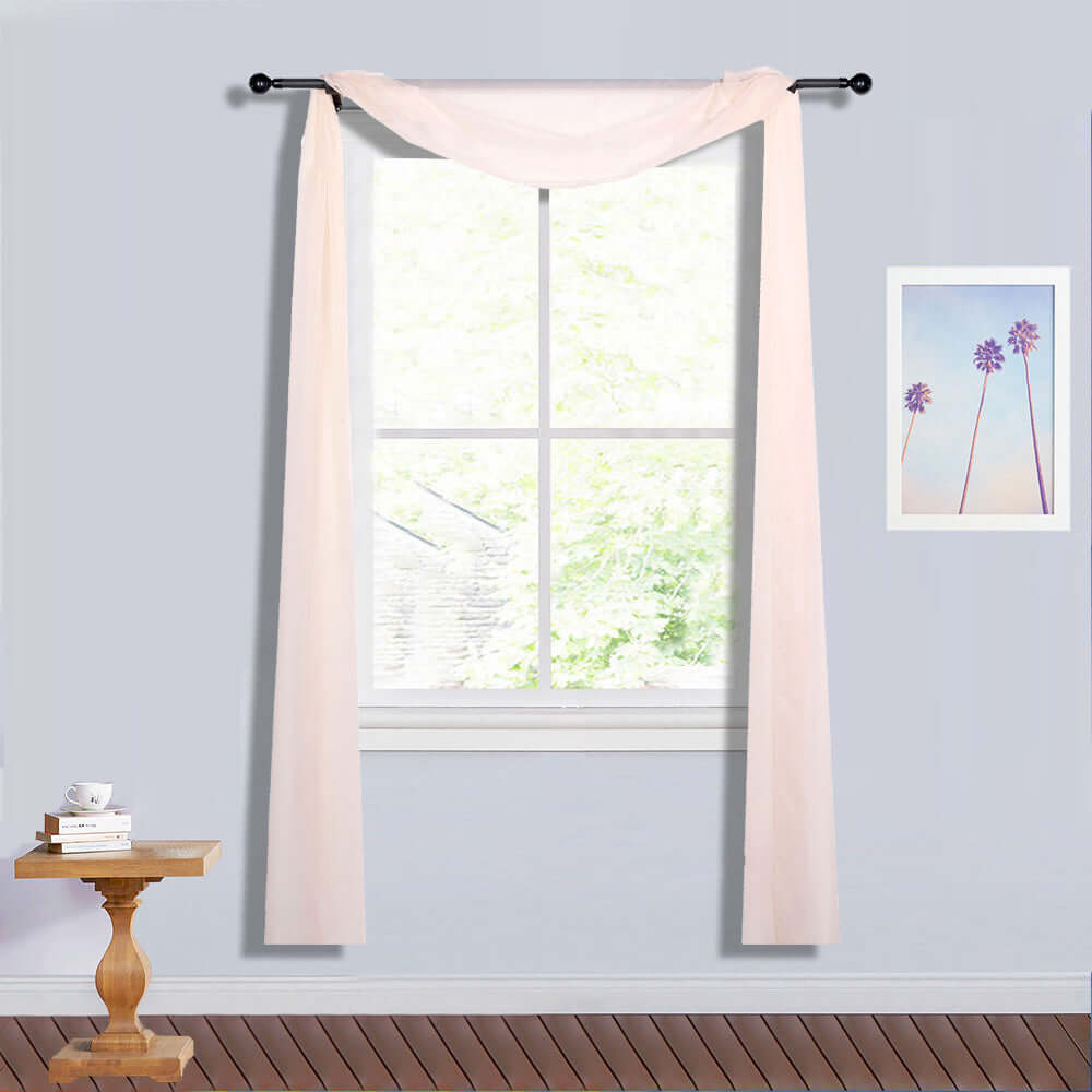 18ft Blush Sheer Organza Wedding Arch Drapery Fabric, Window Scarf Valance