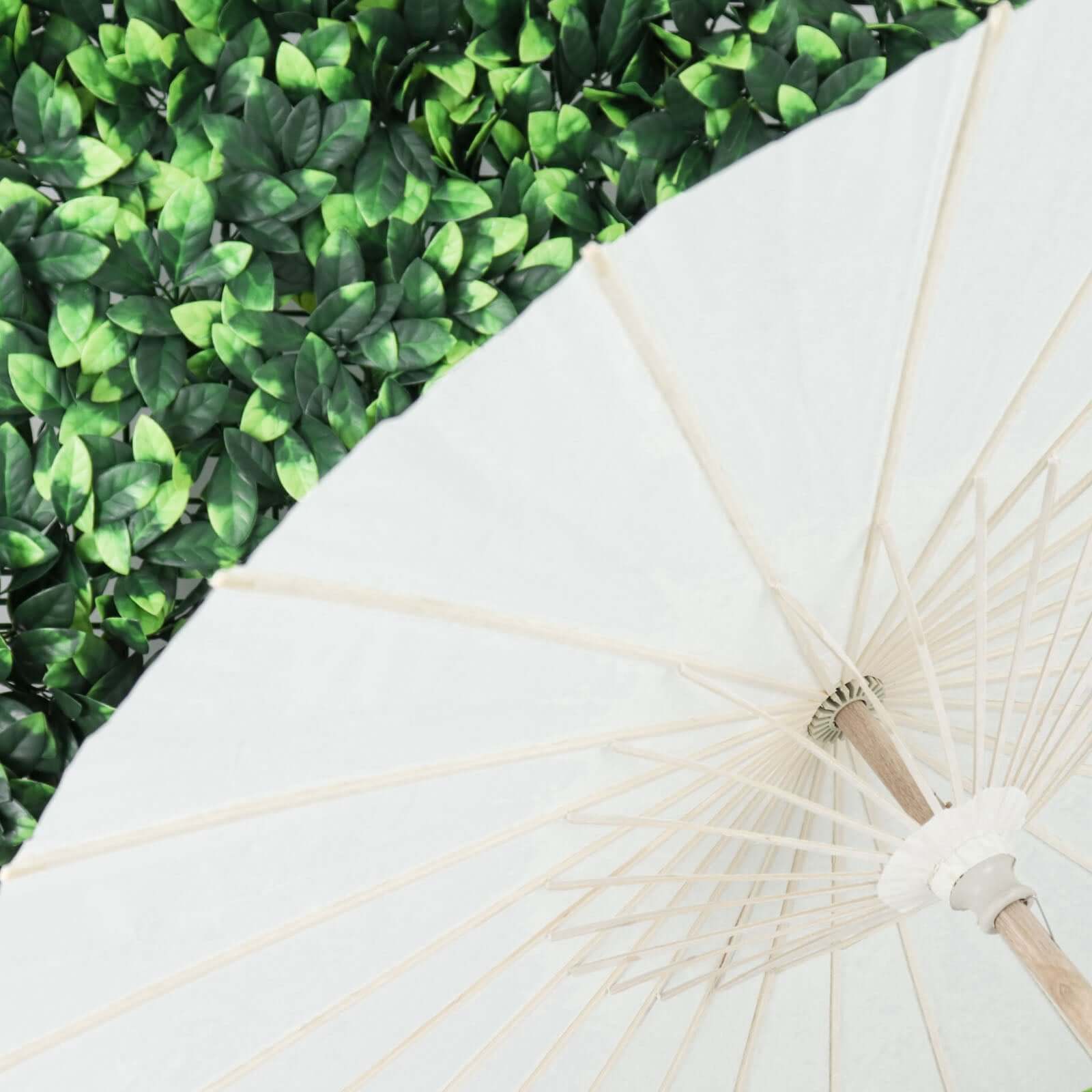 2-Pack Paper and Bamboo Parasol Umbrellas White - Perfect Bridal Shower Photo Props and Table Decorations 32"