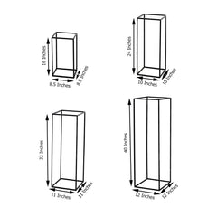 Set of 4 Metal Flower Stands Frame Wedding Column Centerpieces Matte Black - Durable Display 16"/24"/32"/40"