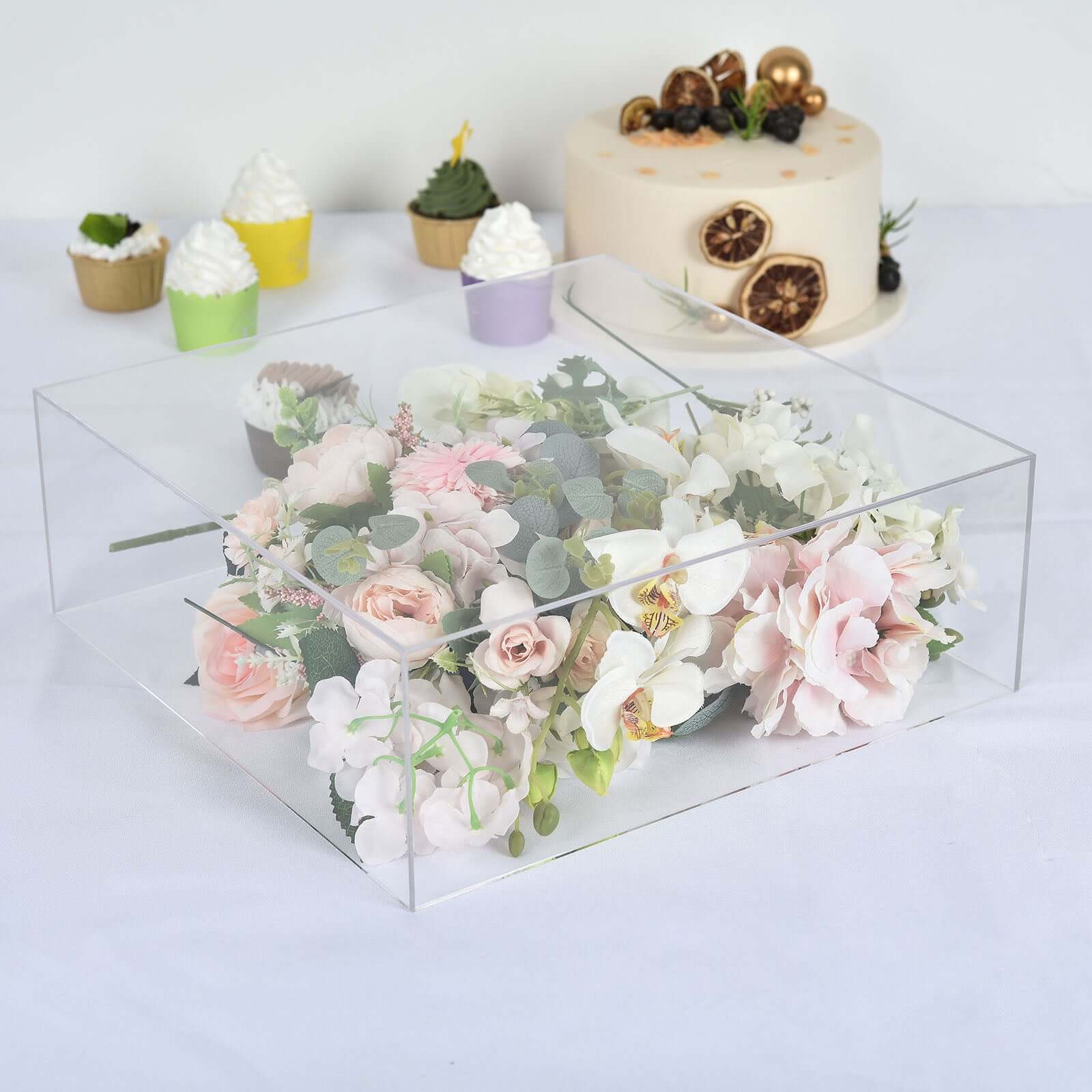 Acrylic Cake Box Stand Pedestal Riser Transparent Clear - Display for Desserts and Events 14"x14"