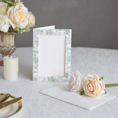 25-Pack Thank You Cards White Sage Green French Toile Design with Envelopes - Picture Insert Invitation Cards for Parties & Milestones 3.5"x5.5"
