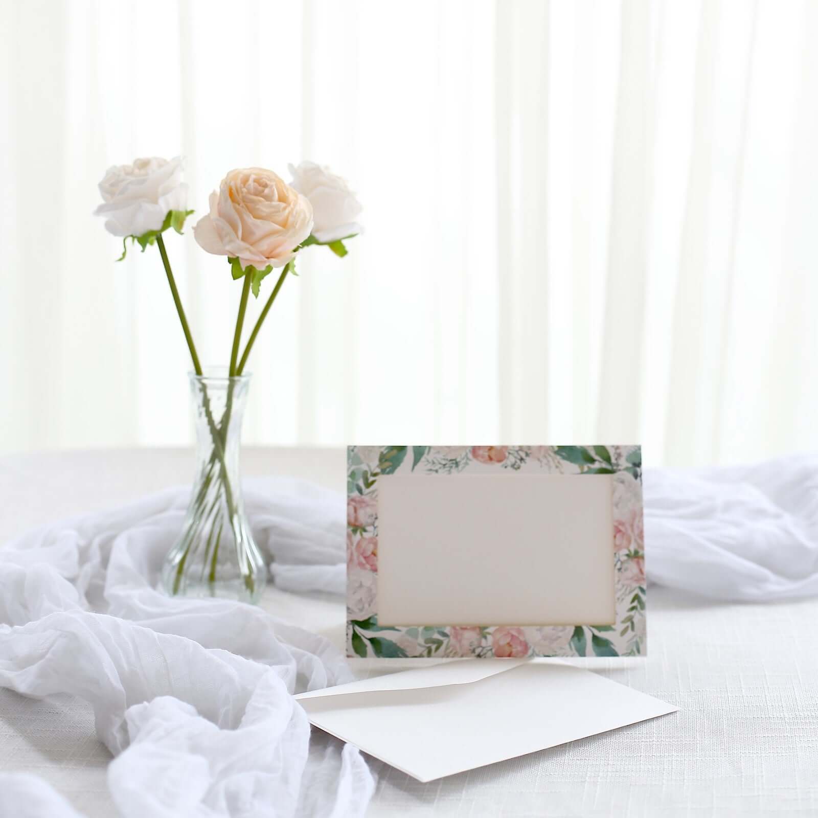 25-Pack Thank You Cards White Pink Peony Floral Design with Envelopes - Picture Insert Invitation Cards for Parties & Milestones 3.5"x5.5"