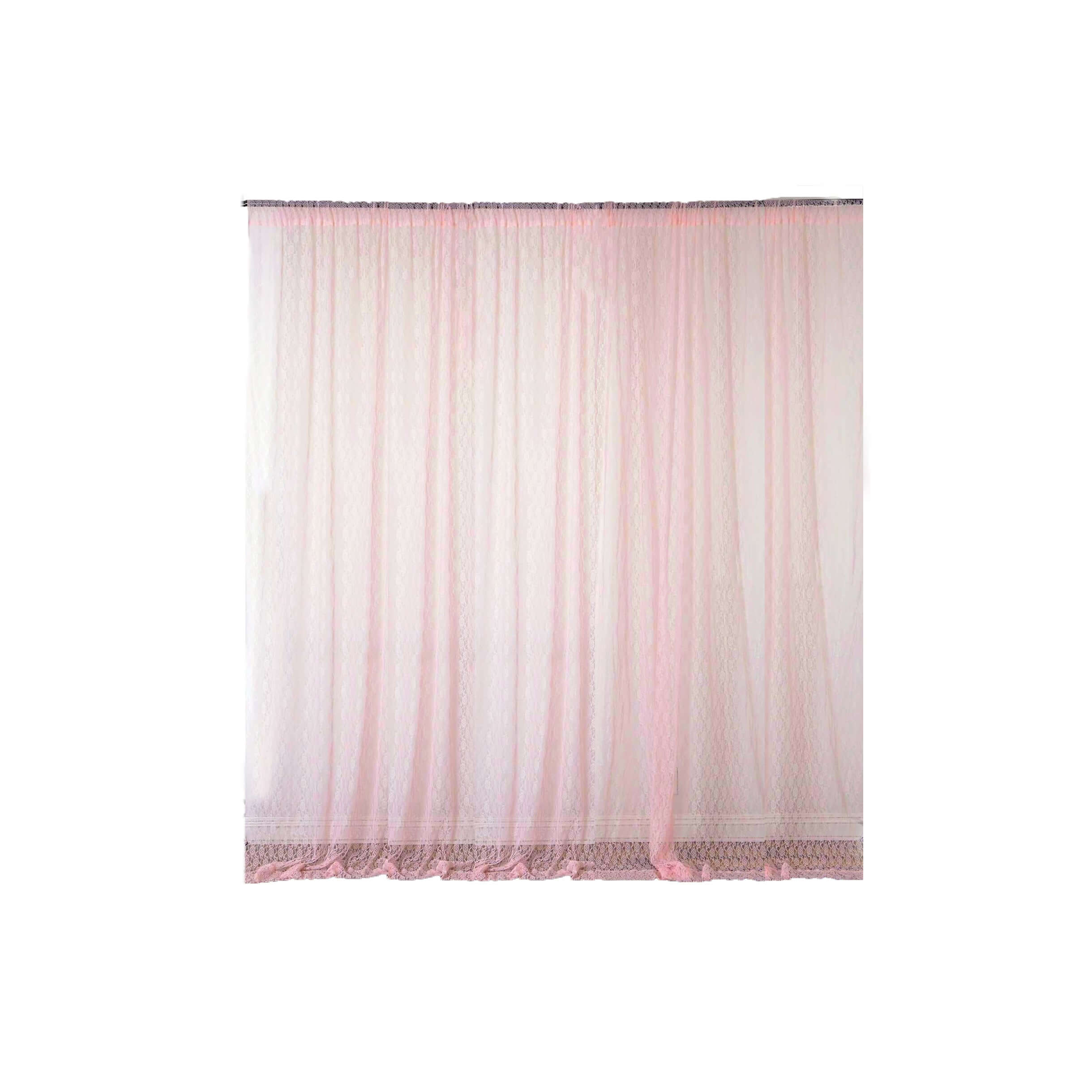2 Pack Blush Fire Retardant Event Curtain Drapes in Sheer Floral Lace, 5ftx10ft Divider Backdrop Event Panels with Rod Pockets
