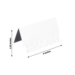 50-Pack Wedding Place Cards with Laser Cut Leaf Vine Design White - Printable Reservation Seating Tent Cards 210 GSM