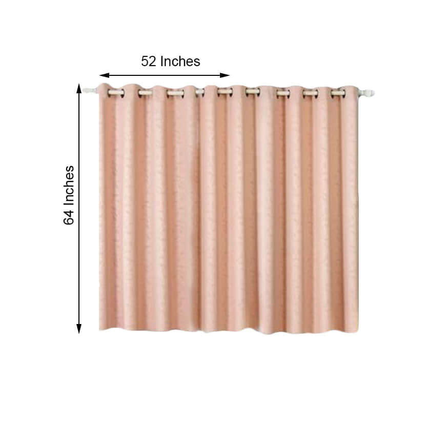 2 Pack Blush Embossed Thermal Blackout Curtain Panels, 52"x64" With Chrome Grommet Window Treatment