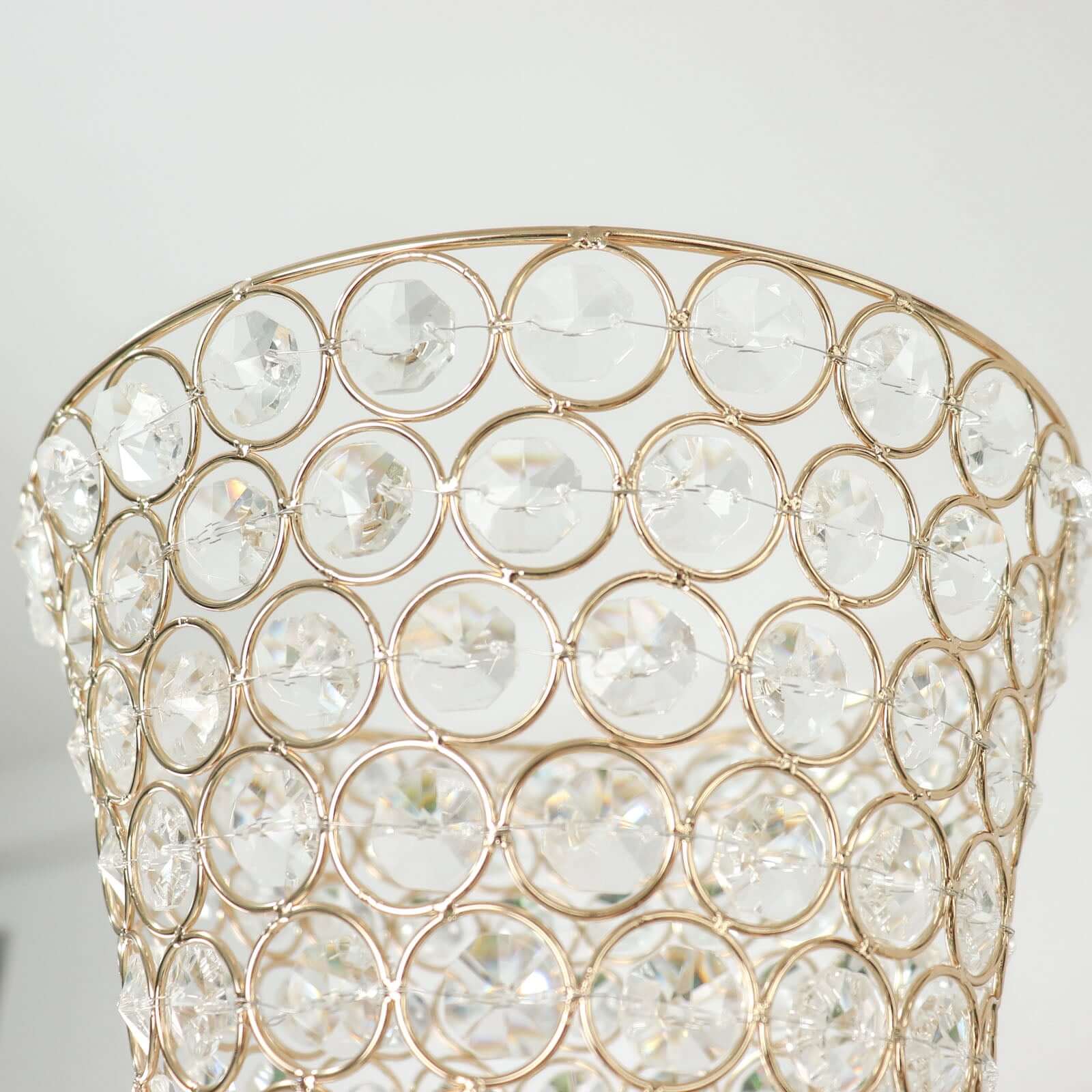 2-Pack Crystal Beaded Trumpet Vase Set Gold - Table Centerpiece for Grand Occasions 40"