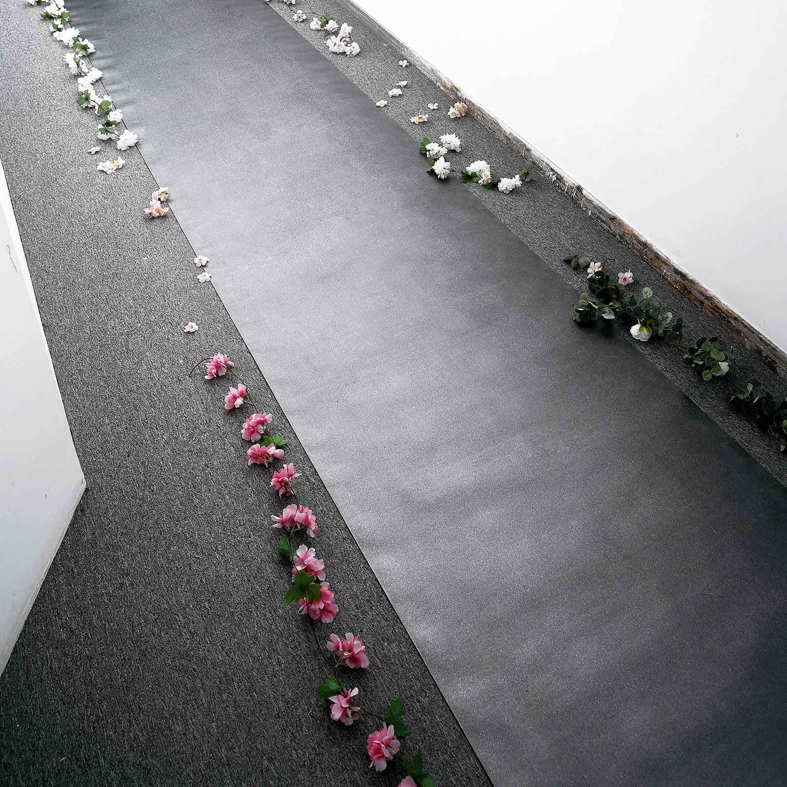 3ftx50ft Black Sparkle Glitter Wedding Aisle Runner, Non-Woven Red Carpet Runner Prom, Hollywood, Glam Parties