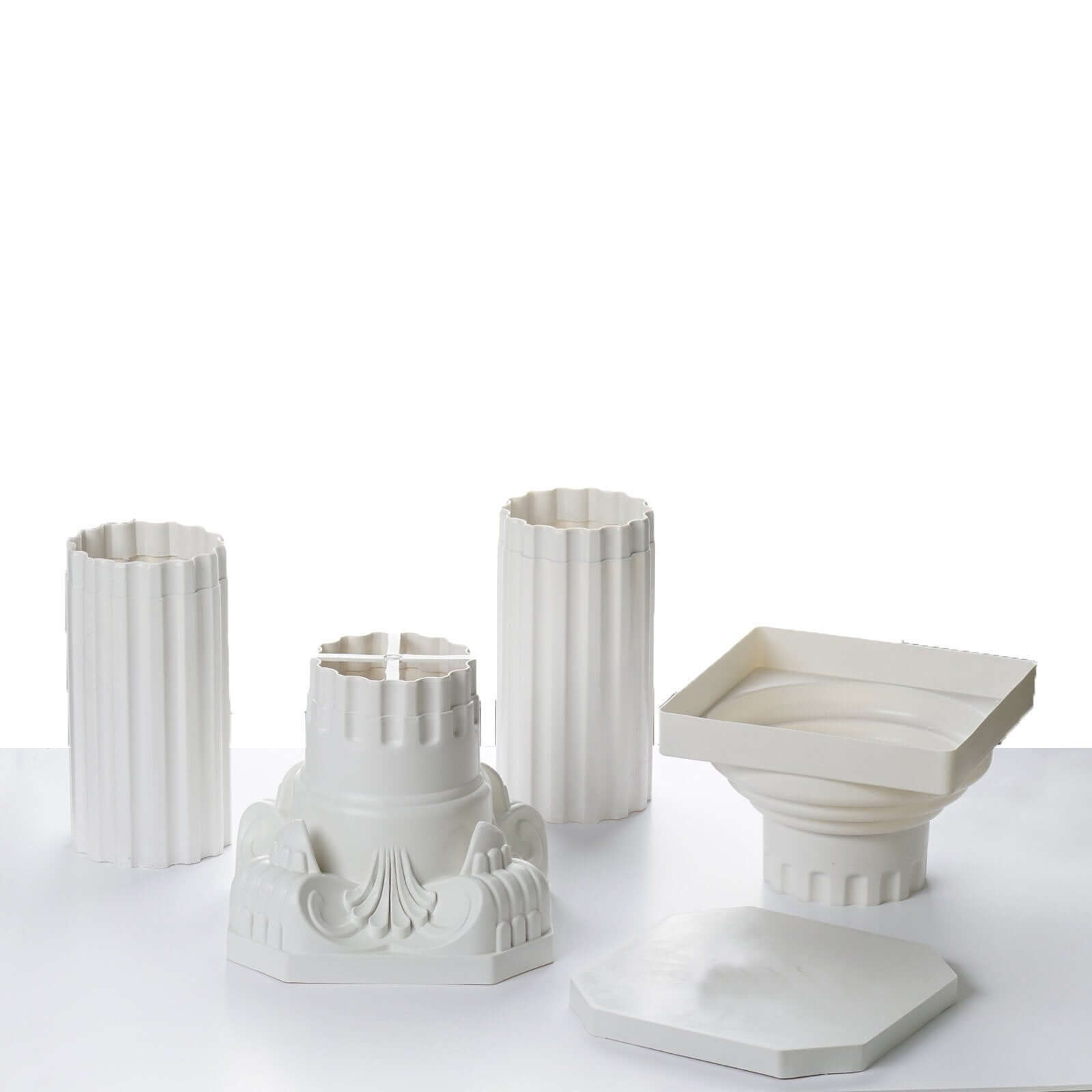4 Pack 34" White Height Adjustable Empirical Roman Inspired Pedestal Column Plant Stand - PVC