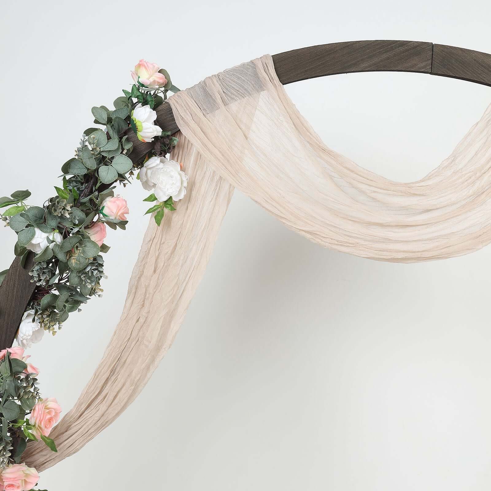20ft Nude Beige Gauze Cheesecloth Fabric Wedding Arch Drapery, Window Scarf Valance, Boho Decor Arbor Curtain Panel