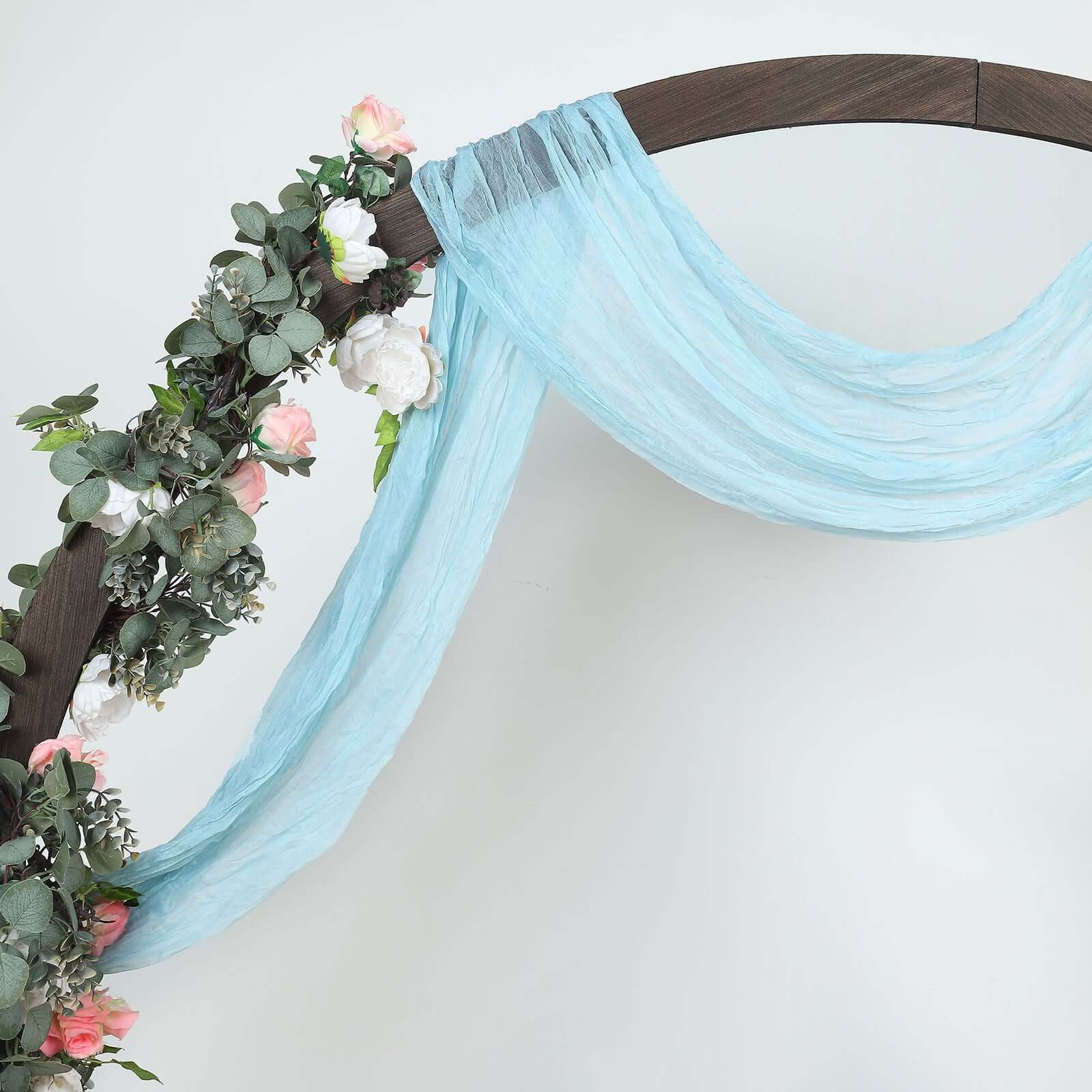 20ft Light Blue Gauze Cheesecloth Fabric Wedding Arch Drapery, Window Scarf Valance, Boho Decor Arbor Curtain Panel