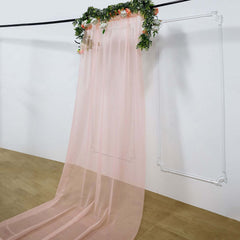 5ftx14ft Premium Blush Chiffon Curtain Panel, Durable Flame Resistant Backdrop Ceiling Drapery With Rod Pocket
