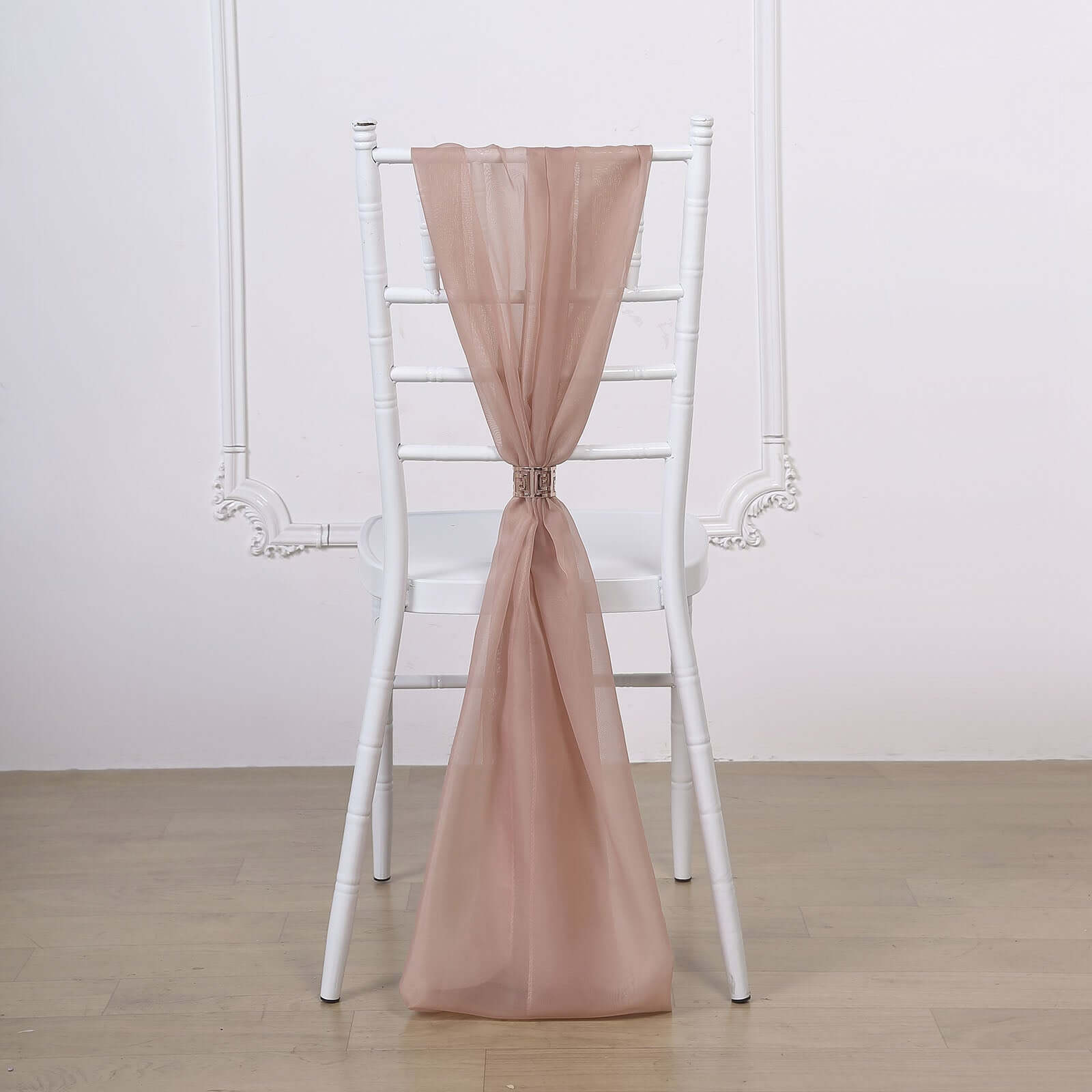 5 Pack Premium Chiffon Chair Sashes Dusty Rose - Soft & Lightweight Designer Chair Bows 22"x78"