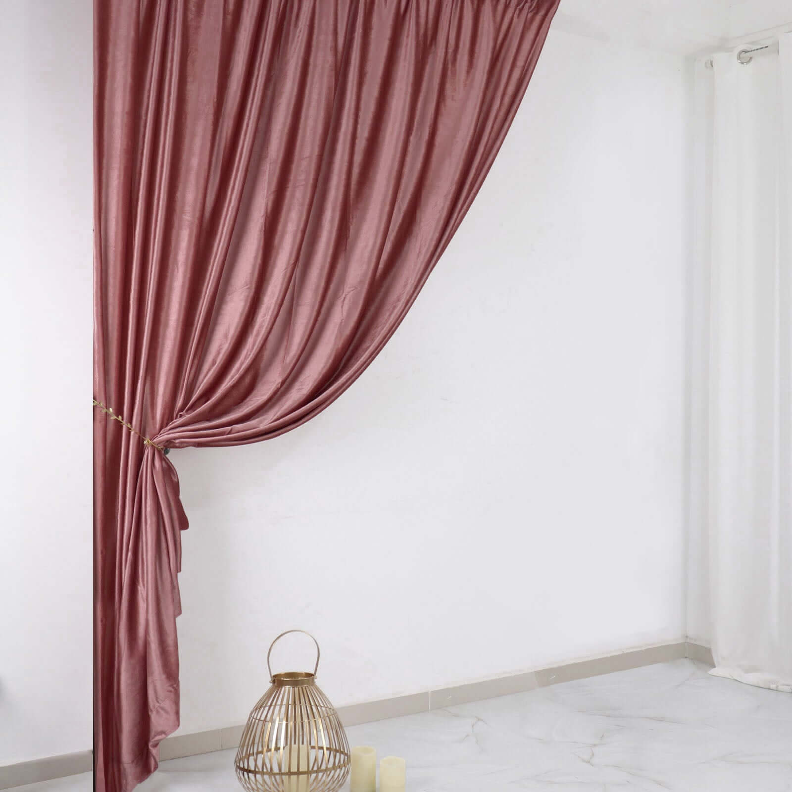 8ftx8ft Dusty Rose Premium Smooth Velvet Event Curtain Drapes, Privacy Backdrop Event Panel with Rod Pocket