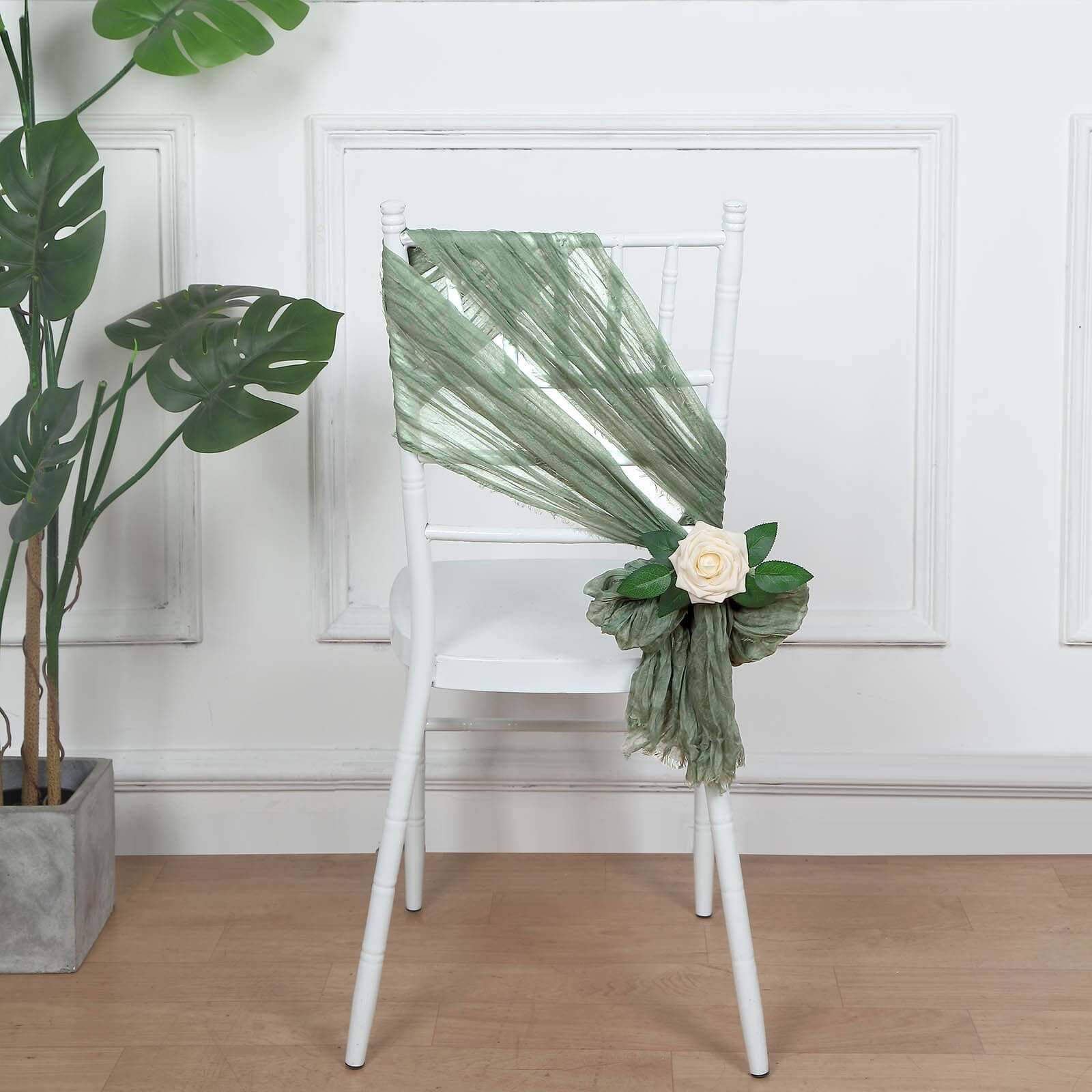 5 Pack Cheesecloth Gauze 16"x88" Chair Sashes Dusty Sage Green - Boho Chair Decorations