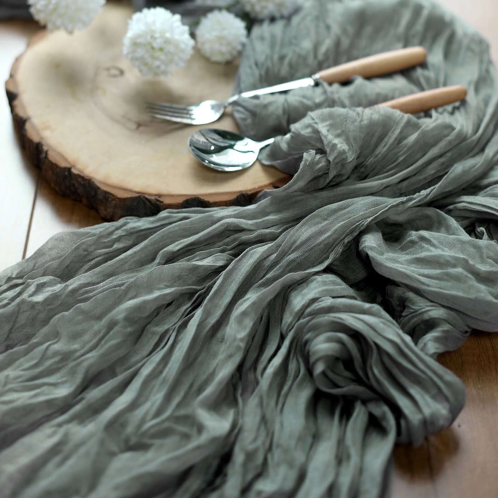 Gauze Cheesecloth 10ft Table Runner Gray - Rustic Boho Style