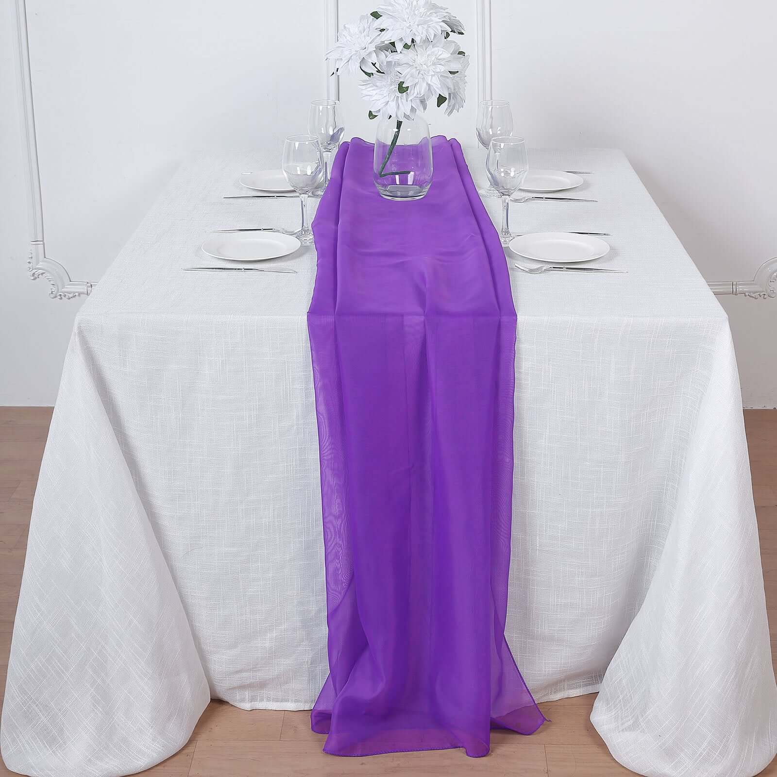 Premium Chiffon 6ft Table Runner Purple - Flowy & Lightweight Table Decor