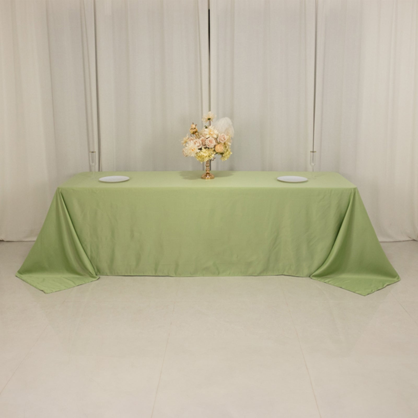 Lamour Satin 90"x156" Rectangle Tablecloth Sage Green - Luxurious, Soft Seamless Table Cover