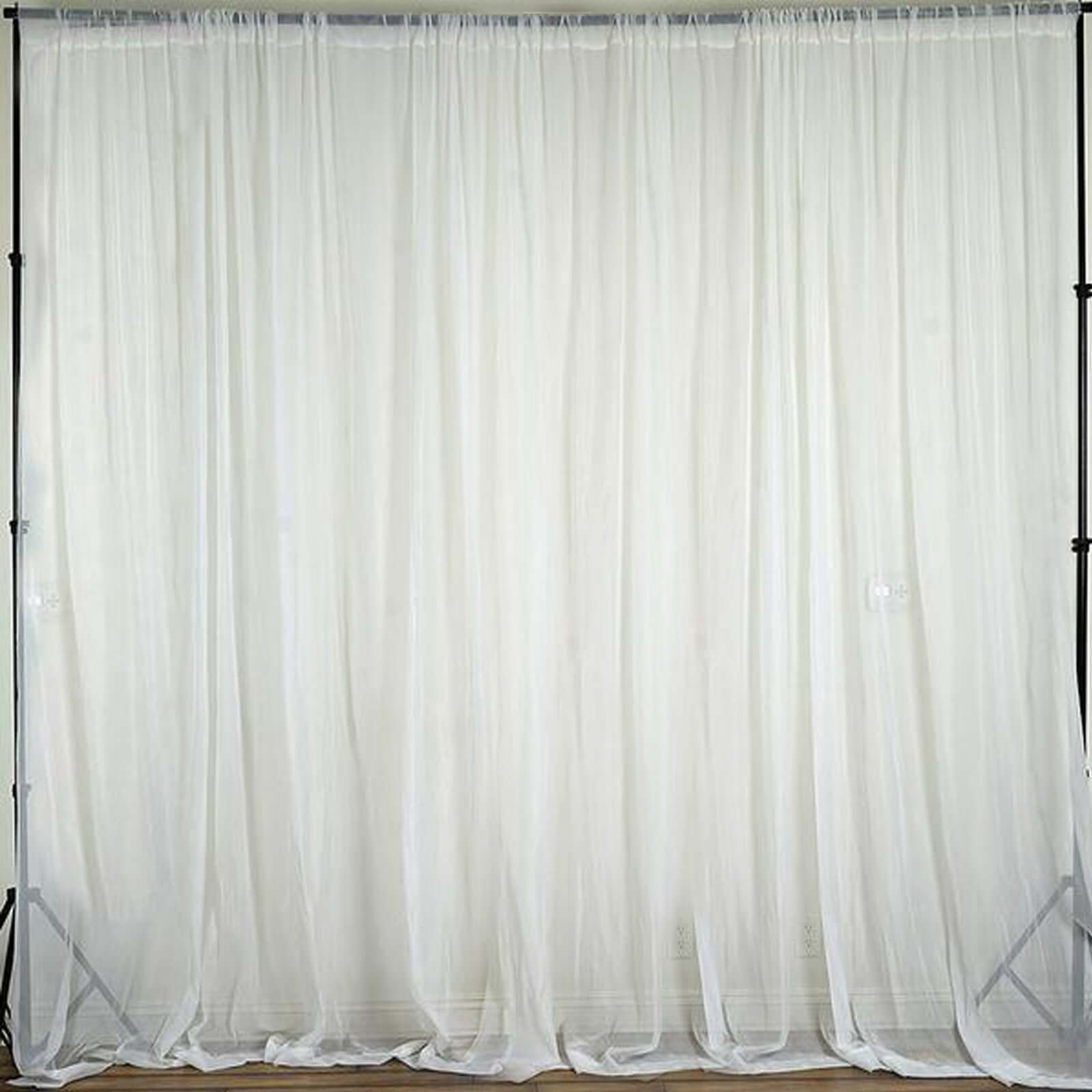 2 Pack White Sheer Chiffon Event Curtain Drapes, Durable Flame Resistant Premium Organza Backdrop Event Panels With Rod Pockets - 10ftx10ft