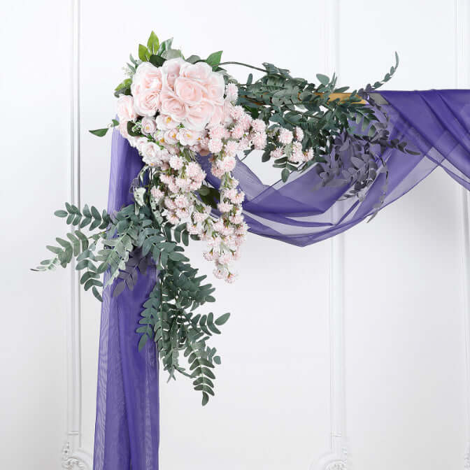 18ft Purple Sheer Organza Wedding Arch Drapery Fabric, Window Scarf Valance