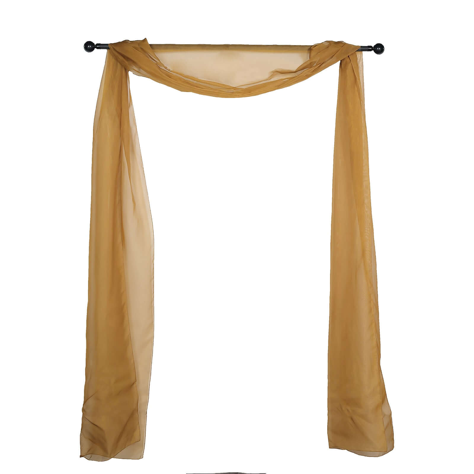 18ft Gold Sheer Organza Wedding Arch Drapery Fabric, Window Scarf Valance