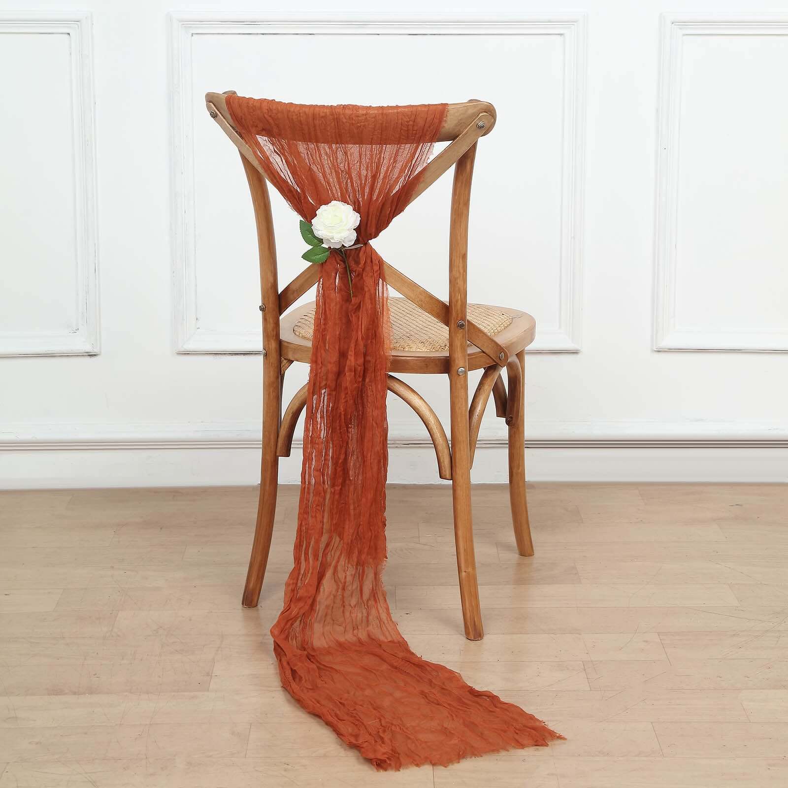 5 Pack Cheesecloth Gauze 16"x88" Chair Sashes Terracotta (Rust) - Boho Chair Decorations